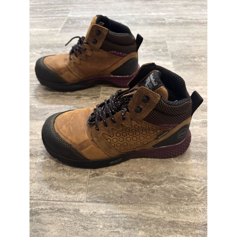 Timberland PRO Reaxion Composite Toe Waterproof Women Work Boots Brown Purple 7 - Picture 5 of 11